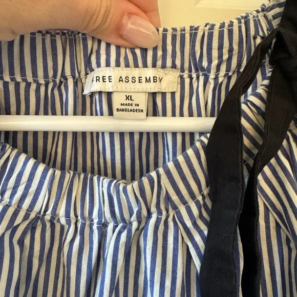 Striped Blue and White Mini Shift Dress - Picture 5 of 6